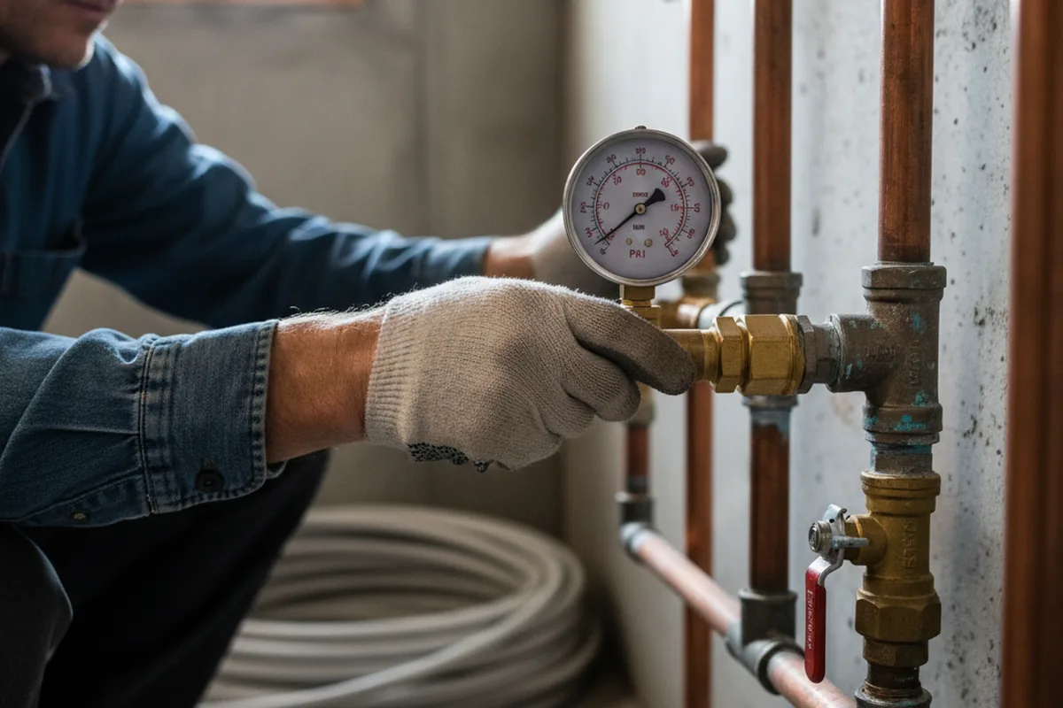 Pressure testing a repaired line during Water Line Repair in Worden